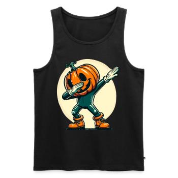 Dabbing Halloween Pumpkin Funny Dabbing Pumpkin - Men's Premium Organic Tank Top - black - Front - AI Model Male 178 light (178cm)