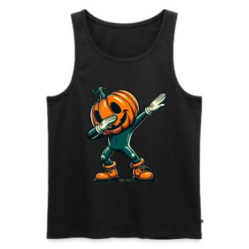 Dabbing Halloween Pumpkin Funny Dabbing Pumpkin - Men's Premium Organic Tank Top - black - Front - AI Model Male 178 light (178cm)