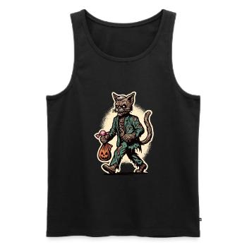 Mort-vivant Zombie Chat Mignon Halloween - Débardeur bio Premium Homme - noir - Devant - Michal (187cm)