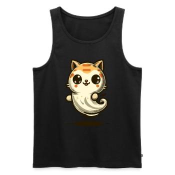 Mignon Fantômes Chat Kawaii Fantôme Animal de compagnie - Débardeur bio Premium Homme - noir - Devant - AI Model Male 178 light (178cm)