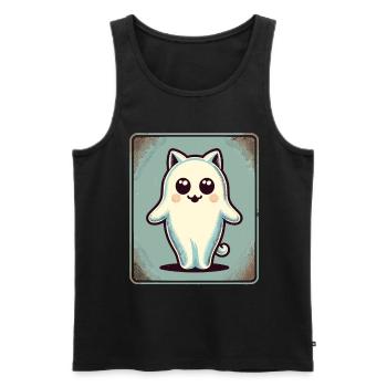 Cute Ghosts Cat Kawaii Ghost Pet - Men's Premium Organic Tank Top - black - Front - AI Model Male 178 light (178cm)