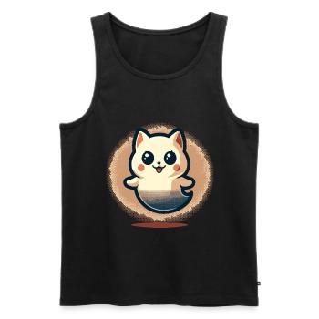 Mignon Fantômes Chat Kawaii Fantôme Animal de compagnie - Débardeur bio Premium Homme - noir - Devant - AI Model Male 178 light (178cm)