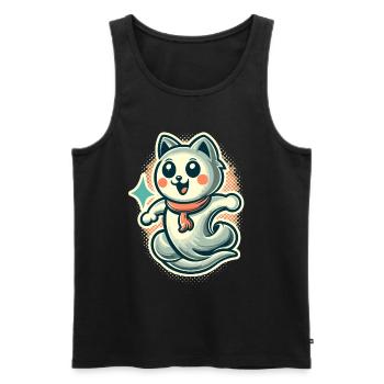 Cute Ghosts Cat Kawaii Ghost Pet - Men's Premium Organic Tank Top - black - Front - AI Model Male 178 light (178cm)