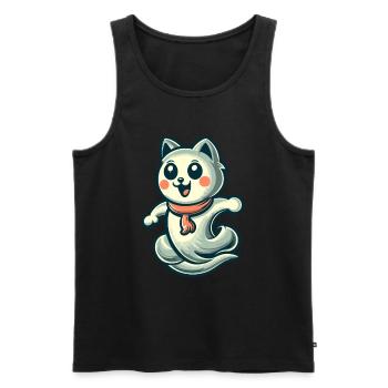 Cute Ghosts Cat Kawaii Ghost Pet - Men's Premium Organic Tank Top - black - Front - AI Model Male 178 light (178cm)