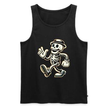 Squelette d’os d’Halloween de dessin animé vintage rétro - Débardeur bio Premium Homme - noir - Devant - AI Model Male 178 light (178cm)