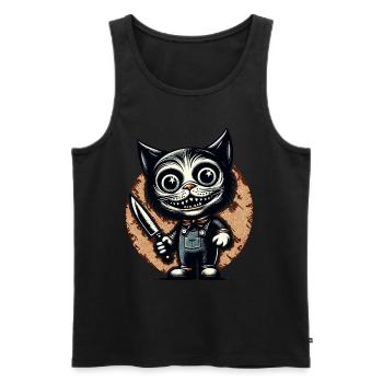 Creepy Cat Psycho Pet Halloween Decoration - Men's Premium Organic Tank Top - black - Front - AI Model Male 178 light (178cm)
