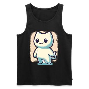 Cute Ghosts Cat Kawaii Ghost Pet - Men's Premium Organic Tank Top - black - Front - AI Model Male 178 light (178cm)