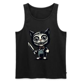 Creepy Cat Psycho Pet Halloween Decoration - Men's Premium Organic Tank Top - black - Front - AI Model Male 178 light (178cm)
