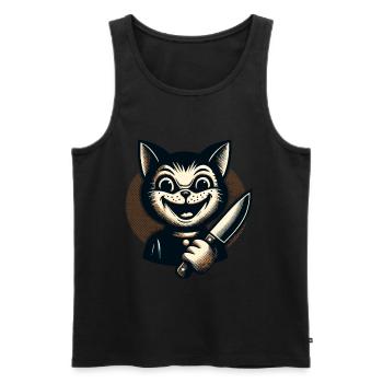 Creepy Cat Psycho Pet Halloween Decoration - Men's Premium Organic Tank Top - black - Front - AI Model Male 178 light (178cm)