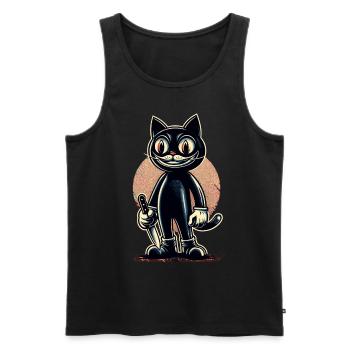 Creepy Cat Psycho Pet Halloween Decoration - Men's Premium Organic Tank Top - black - Front - AI Model Male 178 light (178cm)