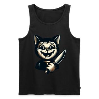 Creepy Cat Psycho Pet Halloween Costume - Men's Premium Organic Tank Top - black - Front - AI Model Male 178 light (178cm)