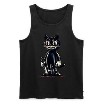 Creepy Cat Psycho Pet Halloween Decoration - Men's Premium Organic Tank Top - black - Front - AI Model Male 178 light (178cm)