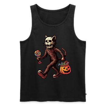 Chat zombie mort-vivant Halloween - Débardeur bio Premium Homme - noir - Devant - AI Model Male 178 light (178cm)
