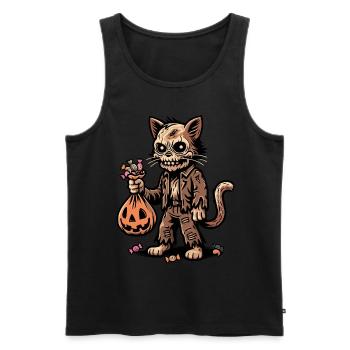 Chat zombie mort-vivant Trick or Treat - Débardeur bio Premium Homme - noir - Devant - Michal (187cm)