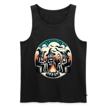Camping Lagerfeuer Vintage Hexen Design - Männer Premium Bio Tank Top - Schwarz - Vorne - AI Model Male 178 light (178cm)