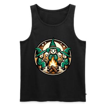 Camping Lagerfeuer Vintage Hexen Design - Männer Premium Bio Tank Top - Schwarz - Vorne - AI Model Male 178 light (178cm)