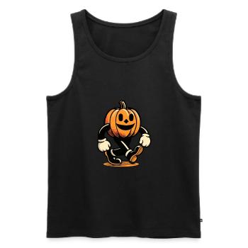 Retro Cartoon Kürbis Vintage Halloween Stil - Männer Premium Bio Tank Top - Schwarz - Vorne - AI Model Male 178 light (178cm)