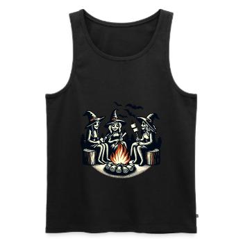 Camping Campfire Vintage Witches Design Retro - Men's Premium Organic Tank Top - black - Front - AI Model Male 178 light (178cm)