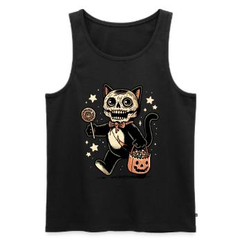 Chat zombie mort-vivant Halloween - Débardeur bio Premium Homme - noir - Devant - AI Model Male 178 light (178cm)