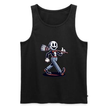 Dessin animé rétro balai de sorcière Magic Vintage Design - Débardeur bio Premium Homme - noir - Devant - Michal (187cm)