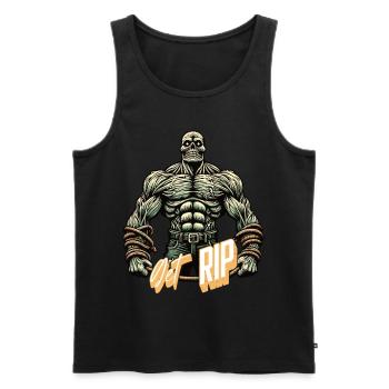 Funny Pun Saying Muscular Zombie - Men's Premium Organic Tank Top - black - Front - Michal (187cm)