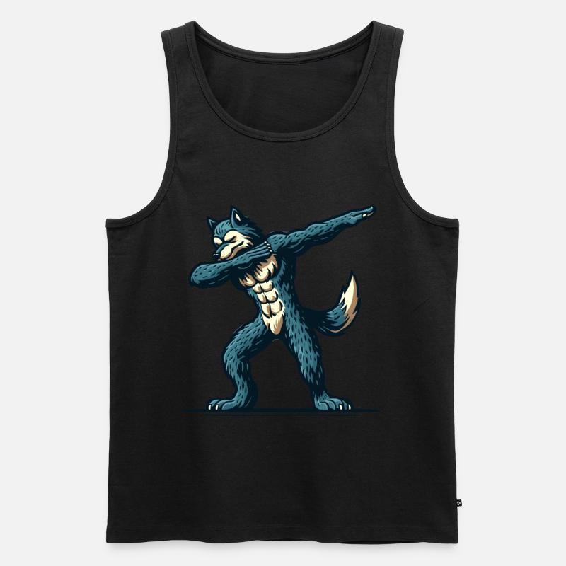 Dabbender Werwolf Lustiges Dabbing Design - Männer Premium Bio Tank Top - Schwarz