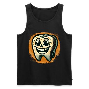 Halloween Zahnhygiene Lustiger Zombie Zahn - Männer Premium Bio Tank Top - Schwarz - Vorne - Michal (187cm)