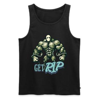 Funny Pun Saying Muscular Zombie - Men's Premium Organic Tank Top - black - Front - Michal (187cm)