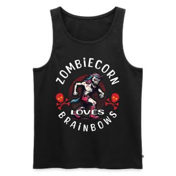 Zombiecorn Loves Brainbows Fête d’Halloween - Débardeur bio Premium Homme - noir - Devant - Michal (187cm)