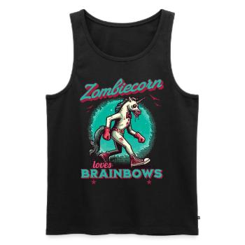 Zombie Einhorn Lustiger Halloween Spruch - Männer Premium Bio Tank Top - Schwarz - Vorne - AI Model Male 178 light (178cm)