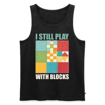 Funny Quilting I Still Play With Blocks Quilt - Débardeur bio Premium Homme - noir - Devant - Michal (187cm)