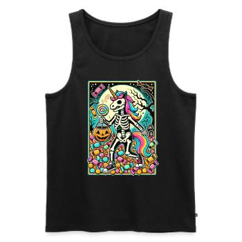 Lustiges Einhorn Skelett Liebt Süßigkeiten - Männer Premium Bio Tank Top - Schwarz - Vorne - Michal (187cm)
