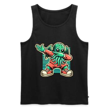Lustiger Dabbender Cthulhu Kreatur Mit Tentakeln - Männer Premium Bio Tank Top - Schwarz - Vorne - Michal (187cm)