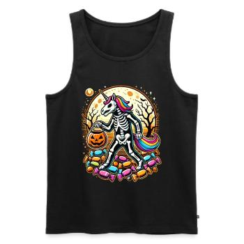 Drôle de squelette de licorne aime les bonbons - Débardeur bio Premium Homme - noir - Devant - Michal (187cm)