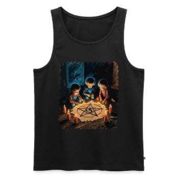 Retro Vintage Design Occult Summoning Rituals - Men's Premium Organic Tank Top - black - Front - AI Model Male 178 light (178cm)