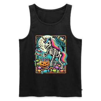 Drôle de squelette de licorne aime les bonbons - Débardeur bio Premium Homme - noir - Devant - Michal (187cm)