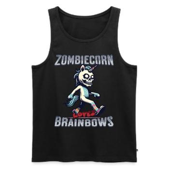 Zombicorn Liebt Brainbows Lustiges Halloween - Männer Premium Bio Tank Top - Schwarz - Vorne - AI Model Male 178 light (178cm)