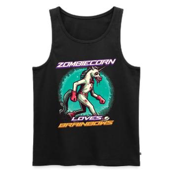 Zombiecorn Liebt Brainbows Zombie Einhorn - Männer Premium Bio Tank Top - Schwarz - Vorne - AI Model Male 178 light (178cm)