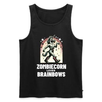 Zombiecorn Liebt Brainbows Gruseliges Einhorn - Männer Premium Bio Tank Top - Schwarz - Vorne - AI Model Male 178 light (178cm)