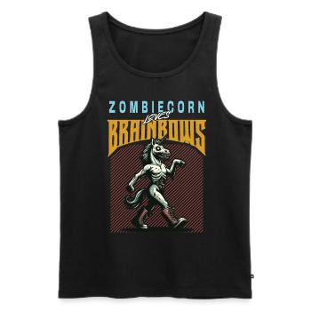 Zombie Einhorn Lustiger Halloween Spruch - Männer Premium Bio Tank Top - Schwarz - Vorne - AI Model Male 178 light (178cm)