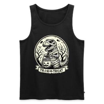 Funny T-Rex Mummy Loves Candy - Men's Premium Organic Tank Top - black - Front - Michal (187cm)