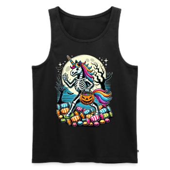 Lustiges Einhorn Skelett Liegt Süßigkeiten - Männer Premium Bio Tank Top - Schwarz - Vorne - Michal (187cm)