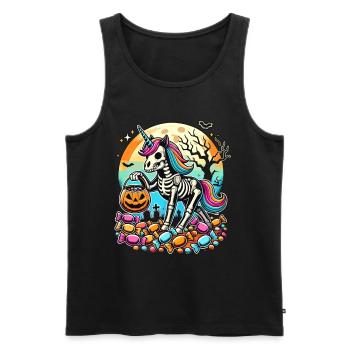 Lustiges Einhorn Skelett Liebt Süßigkeiten - Männer Premium Bio Tank Top - Schwarz - Vorne - Michal (187cm)