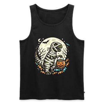 Funny T-Rex Mummy Love Candy - Men's Premium Organic Tank Top - black - Front - Michal (187cm)
