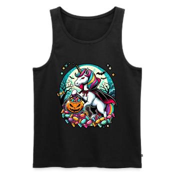 Funny Vampire Unicorn Loves Candy - Men's Premium Organic Tank Top - black - Front - Michal (187cm)