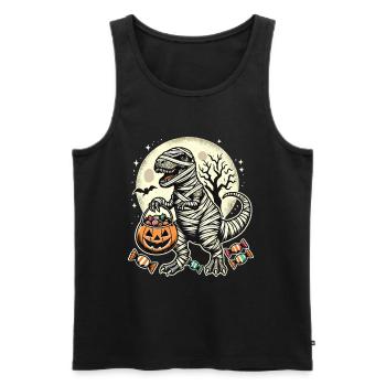 Funny T-Rex Mummy Loves Candy - Men's Premium Organic Tank Top - black - Front - Michal (187cm)