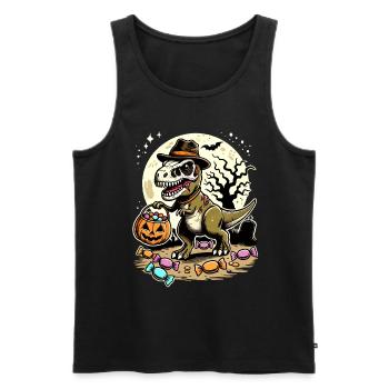 Drôle de T-Rex Zombie Aime Les Bonbons - Débardeur bio Premium Homme - noir - Devant - Michal (187cm)