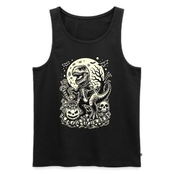 Drôle T-Rex Zombie Aime Bonbons Halloween - Débardeur bio Premium Homme - noir - Devant - Michal (187cm)