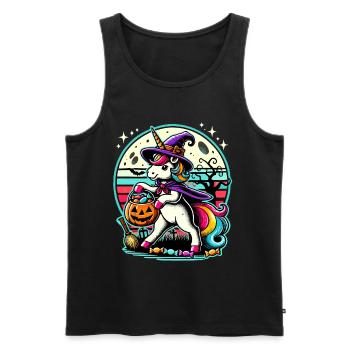 Truc ou friandise d'Halloween drôle de licorne de sorcière - Débardeur bio Premium Homme - noir - Devant - Michal (187cm)