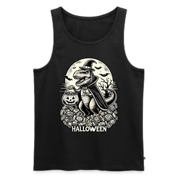 La sorcière drôle d'Halloween T-Rex adore les bonbons - Débardeur bio Premium Homme - noir - Devant - Michal (187cm)